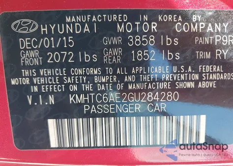 2016 Hyundai Veloster Turbo из США, поврежденный, VIN KMHTC6AE2GU284280